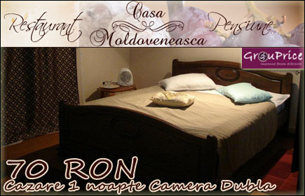 Va invitam sa va relaxati in mijlocul unei oaze de verdeata, sa savurati deliciile bucatariei moldovenesti traditionale si sa beneficiati de confortul deplin al unei CAMERE DUBLE cu baie proprie, in regim de PENSIUNE, cu 50% REDUCERE la CASA MOLDOVENEASCA din IASI