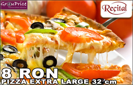 Cu doar 8 RON va invitam in IASI la o delicoasa PIZZA EXTRA LARGE (32 cm), la alegere dintre TON, SALAMI, PUI, CAPRICIOSA sau VEGETARIANA, la faimosul RESTAURANT RECITAL