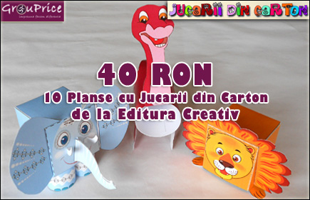 Pentru copilul tau! Cu numai 40 Ron ii poti cumpara 10 Planse Colorate din care copilul va obtine 10 Jucarii foarte Frumoase din Carton, livrarea inclusa in pret!