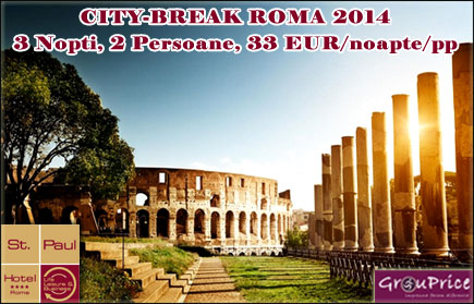City-break la Roma in 2014 cu doar 33 EUR pe zi! Sejur de 3 nopti pentru 2 Persoane in Roma la Hotel Saint Paul Rome**** cu Mic Dejun si WiFi gratuit incluse!