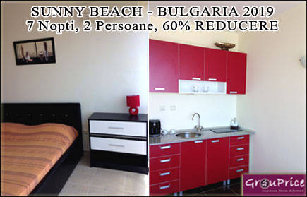 Vacanta de sapte nopti in Sunny Beach - Bulgaria in regim apart-hotel! Un spatios studio modern si complet utilat in Golden Eye Complex pentru 2 persoane, acces gratuit la piscinile complexului, WIFI gratuit, paza asigurata si parcare inclusa! Beneficiaza de 60% reducere oricand pana in Octombrie 2022